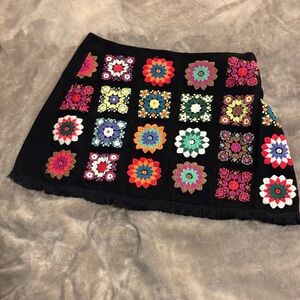 Judith March Black Floral Mini Skirt